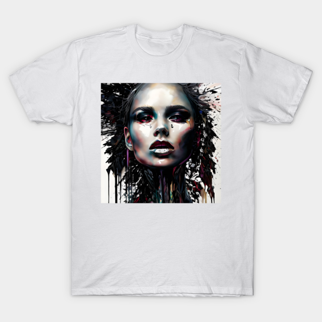 Young woman paint drip effect. Paint Drip Trending TShirt TeePublic